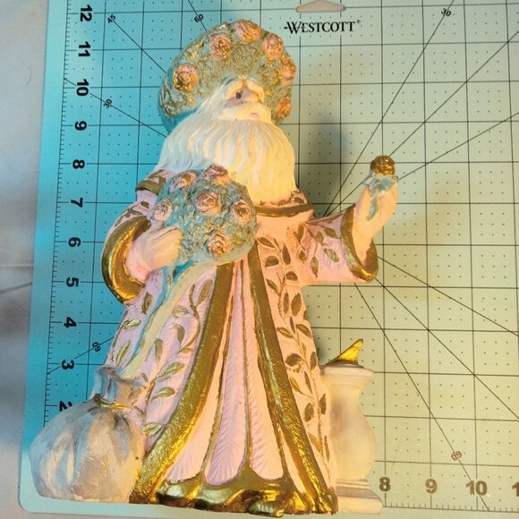Russian Style St Nicholas Figurine Pink Floral Gold Trim Hand Painted Vintage 94 - Picture 3 of 9